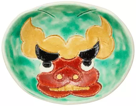 Mino Ware Plate Small Plate Lucky 10 x 8cm Hisami Toen Lion Dance Green Made in Japan Approx. 041-0061 зелёный