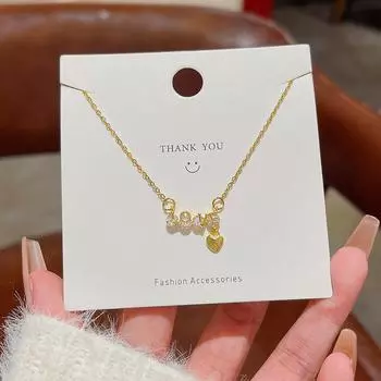 Minority design sense LOVE letter necklace female Joker high sense pendant online celebrity fashion temperament clavicle chain золотой