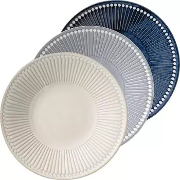 Minoru Pottery Mino Ware Albee 220 Plate 3 Color Set (Серый Темно-синий Бежевый)