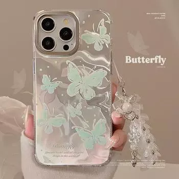 Mint Green Water Ripple Butterfly Phone Case 15promax
