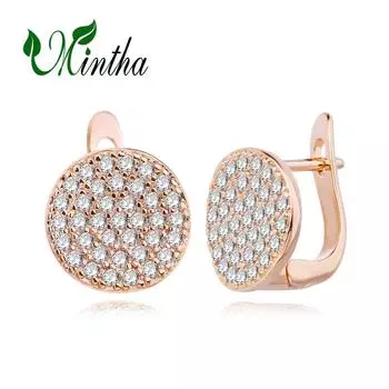 MINTHA круглые серьги-клипсы модные цветные розовые золотые свадебные повседневные модные украшения круглые серьги с кубическим цирконием для женщин свадебные серьги A