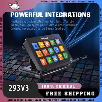 Mirabox 293v3 Stream Deck Индивидуальная клавиатура Программирование макросов ЖК-кнопка Визуальный экран Визуальная подсветка Аксессуары для офиса чёрный