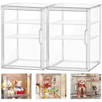 Mirasizuku Collection Case Set of 2 Magnetic Door Figure Case Large Width 26cm x Depth 20cm x Height 36cm Acrylic Case Storage Case with 4 Dividers