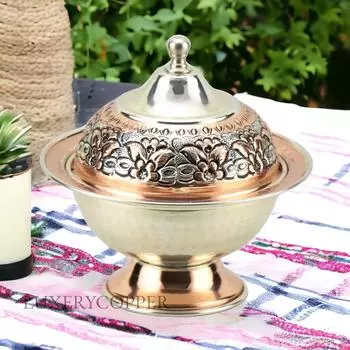 Miray Маленькая круглая медная сахарница на ножке