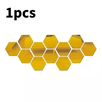 Mirror Hexagon 3d Effect Wall Stickers Self Adhesive Home Decor Room Bedroom Gold