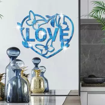 Mirror Surface Wall Sticker Seamless Lightweight Love Heart Shape Background Sticker Home серебряный
