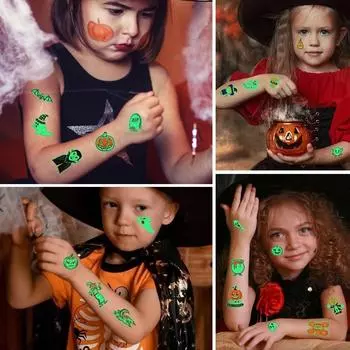 MIRWAY Halloween glow-in-the-dark waterproof tattoo sticker set of 10, 1 piece, WY