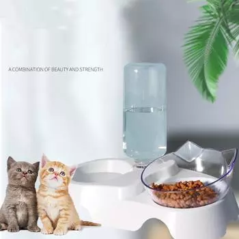 Миска для еды для кошек, автоматическая кормушка для домашних животных, диспенсер для воды, контейнер для еды для собак и кошек, поилка, противоскользящая двойная миска