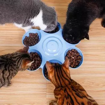 Миска для кошек Pet Pet Pet Pet Pet Pet Pet в форме лепестка, съедобная для разных животных, многофункциональная, наклонная миска для медленного кормления и воды синий