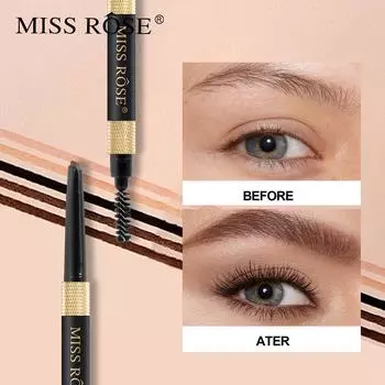 MISS ROSE 2-в-1 Изысканный карандаш для бровей для девочек, автоматический карандаш для бровей, водостойкий карандаш для бровей, устойчивый к поту, карандаш для бровей и кисть 01#