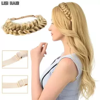 MISS WIG, 1 шт., классическая 3-прядная эластичная плетеная повязка на голову, синтетический парик, повязка на голову, натуральный настоящий парик, косы, подходит для женщин и девочек 22cm