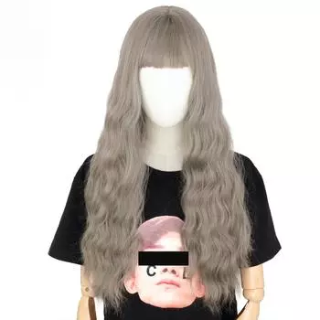 MISS WIG 24-дюймовый длинный серый парик с волнистым париком Liu Haihai, парик из синтетического волокна, женский длинный парик, натуральный парик, парик для косплея/повседневный/вечеринка