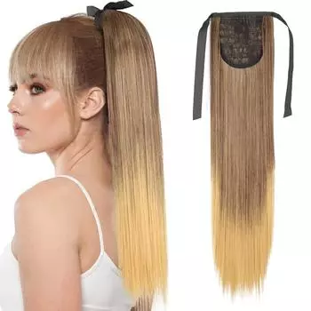 MISS WIG 55 СМ Синтетический Длинный Прямой Галстук-Бабочку Конский Хвост Заколка Для Наращивания Волос Омбре Коричневый Конский Хвост Шиньоны для Женщин 55CM