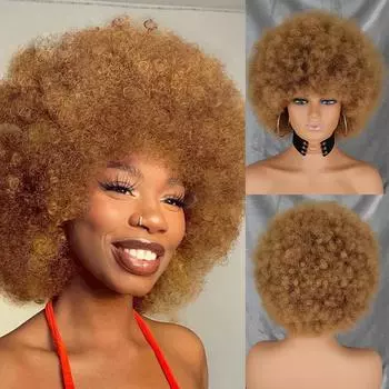 MISS WIG Короткий курчавый вьющийся парик Афро-парик с пышными волосами Черный Коричневый Розовый Блондин Натуральный Ombre Синтетические волосы Парик для косплея 613
