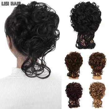 MISS WIG Синтетические небрежные короткие волосы, пучок, эластичный шнурок, заколка для волос, свободный большой вьющийся пучок для волос для женщин, аксессуары для волос 25cm