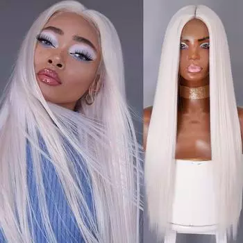 MISS WIG Синтетические парики для косплея 14 30 дюймов Парик Длинные прямые волосы Белый Ombre Синтетические парики средней части для чернокожих женщин 30inches&1 PC