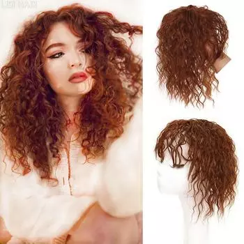 MISS WIG Синтетический черный парик Кусок стиль Короткие вьющиеся волосы Натуральный пушистый парик из кукурузы Кусок парика для женщин Парик для вечеринок Daliy Use 25cm