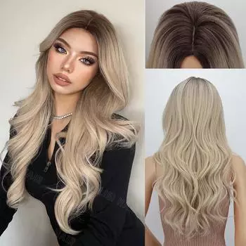 MISS WIG Синтетический длинный волнистый парик от коричневого до светлого цвета, наращивание натуральных волос, термостойкий парик для женщин, повседневная вечеринка, косплей, использование 60cm