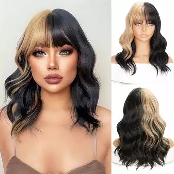 MISS WIG синтетический парик с челкой короткие волнистые парики для красочных вьющихся волос длиной до плеч парик из волокна парики для женщин повседневное использование на вечеринках 30cm