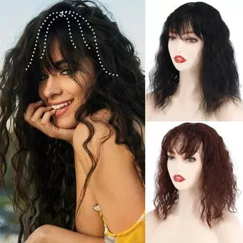 MISS WIG, женские натуральные вьющиеся волосы с челкой, короткий парик, синтетическое волокно, кукурузная завивка, кусок волос для косплея, вечерние, повседневного использования
