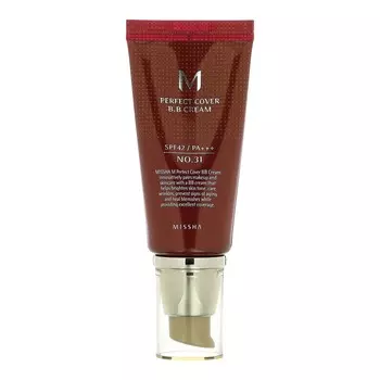 Missha, M Perfect Cover BB Cream, SPF 42 PA++, нет. 31 Золотисто-бежевый, 1,7 жидких унций (50 мл)
