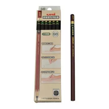 Mitsubishi Pencil Pencil for Hard Calligraphy Hexagonal Shaft 6B 1 Dozen UKS6K6B