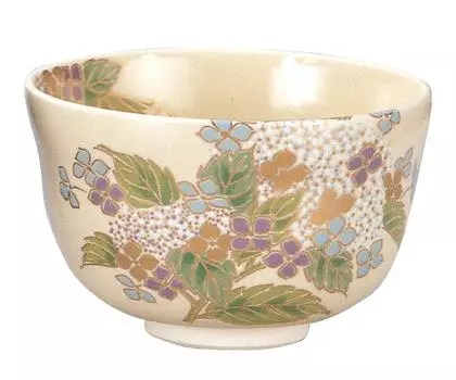 Miyachi Eikou Matcha Bowl White Diameter x Height Ninsei Hydrangea Presentation Box Size 12.4 7.8cm