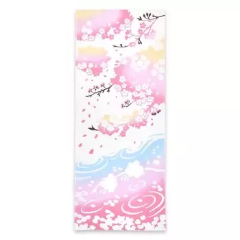 Miyamoto Kenema Tenugui Hand Cherry Blossoms on the 35 x 90 cm Ch-dyed Towel, Water, 50205, Approx.