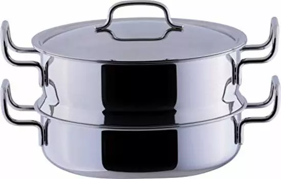 Miyazaki Seisakusho GEO-28M Geo Pot with Steamer, 11.0 inches (28 cm), Made in Japan, Compatible with Induction All Heat Sources, 7 Layers, 15 Years W