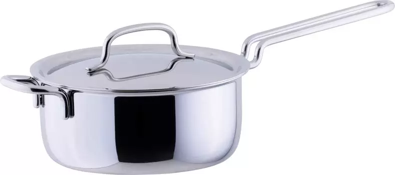 Miyazaki Seisakusho Geo One Hand Pot 18 см Сделано в Японии Совместимо с IH Совместимо со всеми источниками тепла Гарантия 15 лет Серебро GEO-18N серебряный