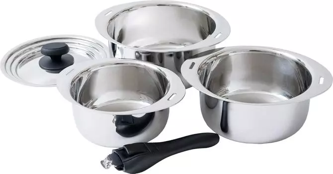 Miyazaki Seisakusho Jutoku Pot Pot Set Sauce Pot Lid One Hand Handle (16/18/20cm) Dual-purpose JN-ST-1