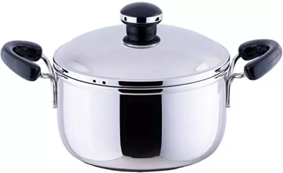 Miyazaki Seisakusho OJ-34 Objet Double-Handed Pot, Deep Type, Mini, 5.5 inches (14 cm), Made in Japan, IH Compatible, Lightweight, Silver
