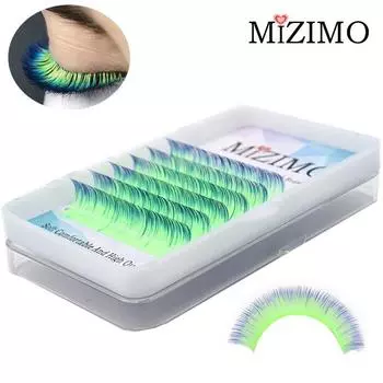 MIZIMO 6 рядов цветных одинарных привитых накладных ресниц, эффектные ресницы для макияжа глаз, натуральное наращивание. 8-15 мм, компакт-диск, 0,07 мм 0.07mm--C--8mm