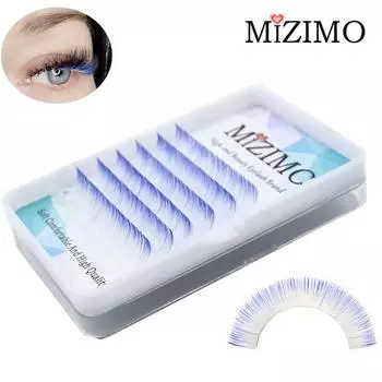 MIZIMO 6 рядов цветных одинарных привитых накладных ресниц, эффектные ресницы для макияжа глаз, натуральное наращивание. 8-15 мм, компакт-диск, 0,07 мм 0.07mm--C--8mm