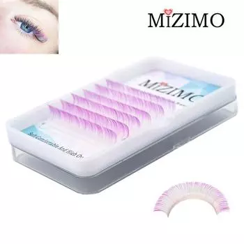 MIZIMO 6 рядов цветных одинарных привитых накладных ресниц, эффектные ресницы для макияжа глаз, натуральное наращивание. 8-15 мм, компакт-диск, 0,07 мм 0.07mm--C--8mm