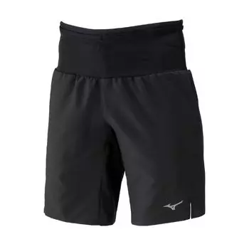 Mizuno Беговые черные шорты средней длины, брюки с несколькими карманами, 9 дюймов, карманы 360 градусов,
