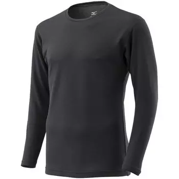 Mizuno Breath Thermo Medium Thickness for Active Crew Neck Long Sleeve Size S Underwear, Heat-Generating Innerwear, Shirt, Men s, Black,
