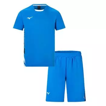 Mizuno Быстросохнущий Дышащий Модный Комплект с Коротким Рукавом и Шортами Повседневный Спортивный Комплект Унисекс Спортивный Комплект Синий 72CG43Z225 XS