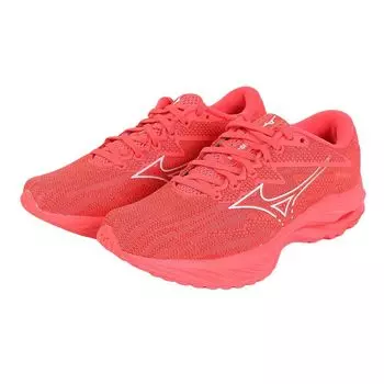 Mizuno Кроссовки для бега Wave Rider 27, широкие 2E, для бега трусцой, марафона, тренировок, спорта, легкие, упругие, подошва, мужские, красно-белые, 22,5 см,