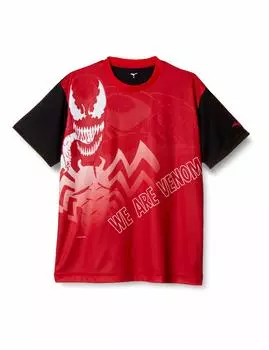 Mizuno Mabel Tennis Short Rubber Chinese Red x Size Small Size T-Shirt, Sleeve, Print, 62JA0Z52, Black, (Japan Small)