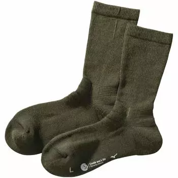 Mizuno Одежда для путешествий на открытом воздухе Breath Thermo Wool средней толщины носки Перейти к mizuno B2JX9502 мужские хаки Япония 25-27 (эквивалент японского размера L)