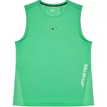 Mizuno Performance Series SS24 Letter Print Pattern Round Neck Pullover Moisture-Wicking Running Training Vest Men Tops Neon-Green J2CA41P9-30