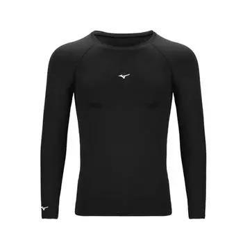 Mizuno Quick-Drying Slim Fit Breathable Comfortable Versatile Long Sleeve Badminton Shirt Unisex tops Black P2CC16Z109 XS
