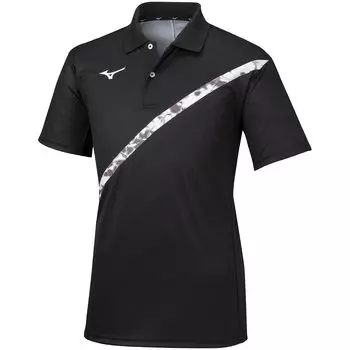 Mizuno Tennis Collared Game Short Black x Size Size S Wear, Shirt, Sleeve, Moisture-Wicking, Quick-Drying, White, 62JA1503,