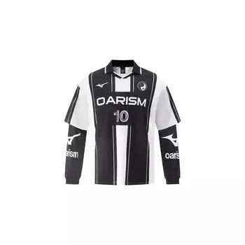 Mizuno X Oarism Collaboration Loose Fit Captain Cook Retro Football T-Shirt Unisex T-Shirts Obsidian-Black K2CC53Y1 M