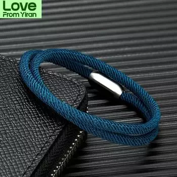 Mkendn Trendy Men Survival Bracelet Outdoor Camping Rescue Emergency Rope Bracelet For Women Stainless Steel Magnet Sport Buckle 21cm красный