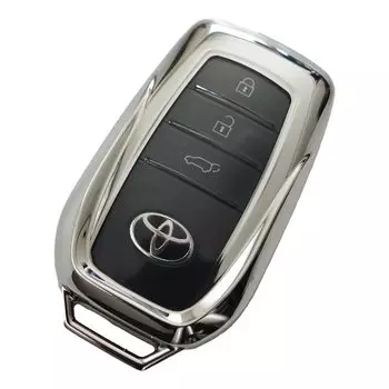 MKMC Smart Key TPU Custom Parts for Toyota and Crown Harrier Case, Material, Prius, Alphard, Vellfire, (Silver)