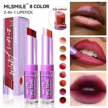 MLSMILE Двухцветная губная красная ручка для губ, естественный матовый макияж для губ, стойкая увлажняющая помада 01