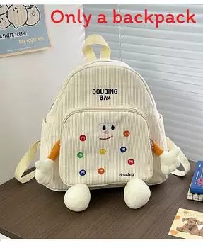 Mms Pattern Knitted Backpack Outdoor Cartoon Travel Bag Student Schoolbag