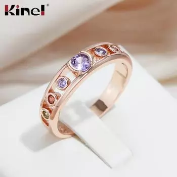 Многоцветные кольца с цирконом для женщин, ювелирные изделия из розового золота цвета Кинель изящные 7